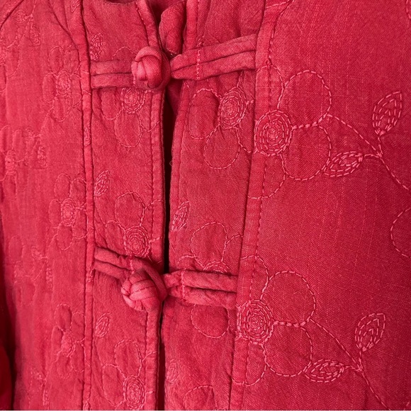 Vintage Democracy Quilted Embroidered Kimono Jacket-Red-Women’s L Petite-Tencel - Picture 8 of 8